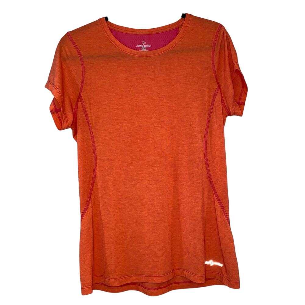 Moving Comfort Brooks Orange Athletic Top Women's Large Running‎ Short Sleeve